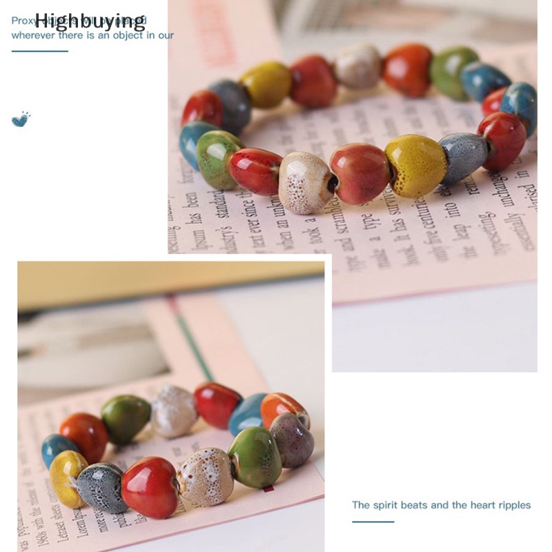 Hbid DoreenBeads Gaya Etnik Fashion Glasir Keramik Manik-Manik Mungil Gelang Strand Multicolor Elastis Menyukai Hadiah 1buah Glory