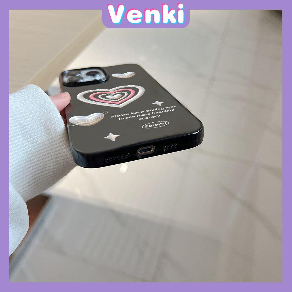 VENKI - For iPhone 11 iPhone Case Black Glossy TPU Soft Case Shockproof Protection Camera Sweet Love Compatible with iPhone 14 13 Pro max 12 Pro Max xr xs max 7Plus 8Plus