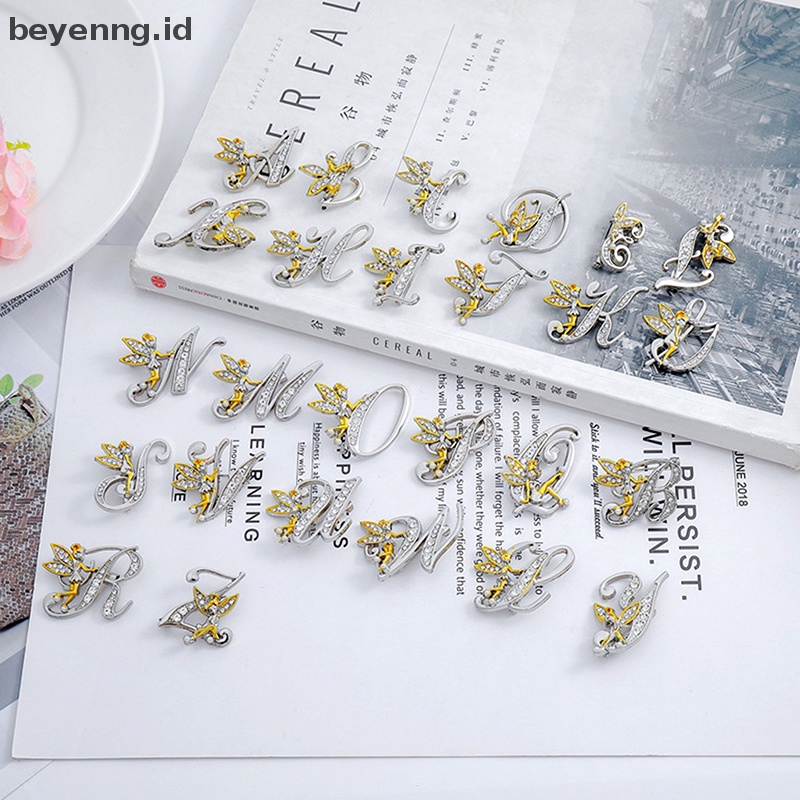 Beyen Kristal Huruf Inggris Bros Elf Angel Kerah Pin Jas Kemeja Kerah Pin Brooch ID