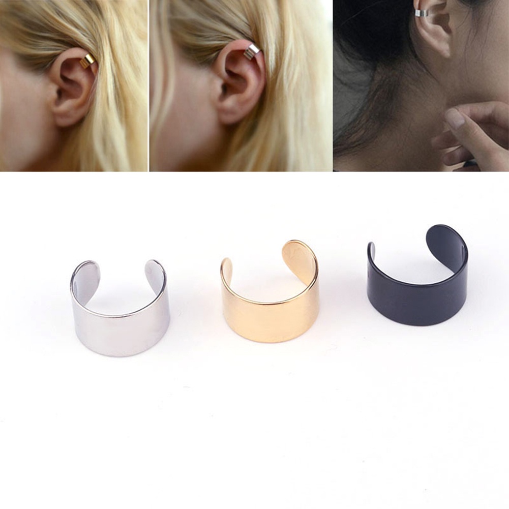 Anting Hoop Mode Lingkaran Bulat Hip Hop Tindik Tulang Rawan Punk Gothic Earcuffs 1pc