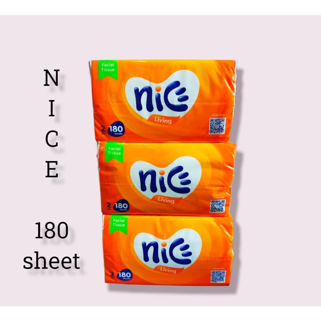 AMSELLER - ( Paket 3 Pack ) Tissue Tissu Tisu Nice 2Ply Facial 180 Sheets