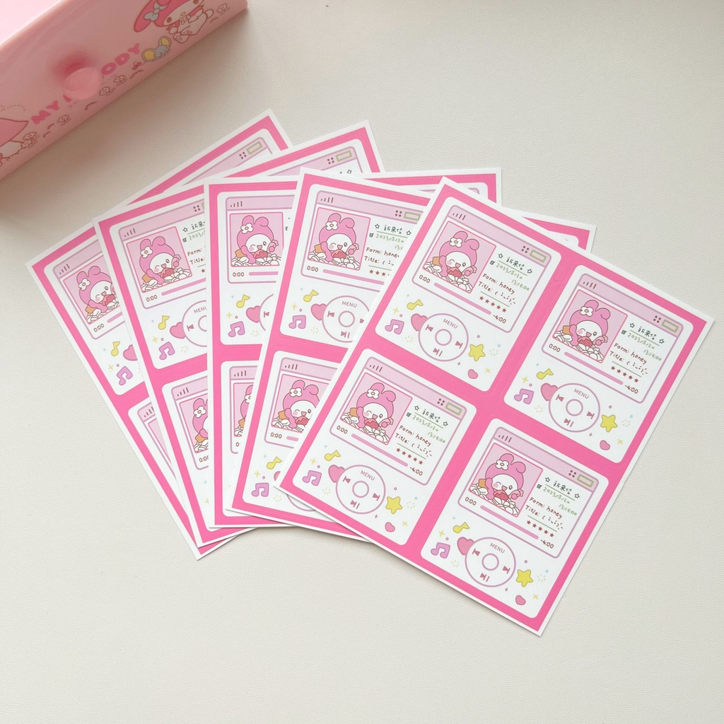 Galicici Sanrio Same MP3 Series Sealing Sticker/Kuromi/Cinnamoroll/Stiker Hias Sealing Sticker