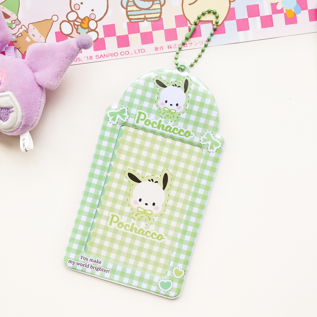 Galicici New Sanrio Checker Collection Card Case/Kuromi Lucu/Pochacco Student ID Polaroid Pelindung Case