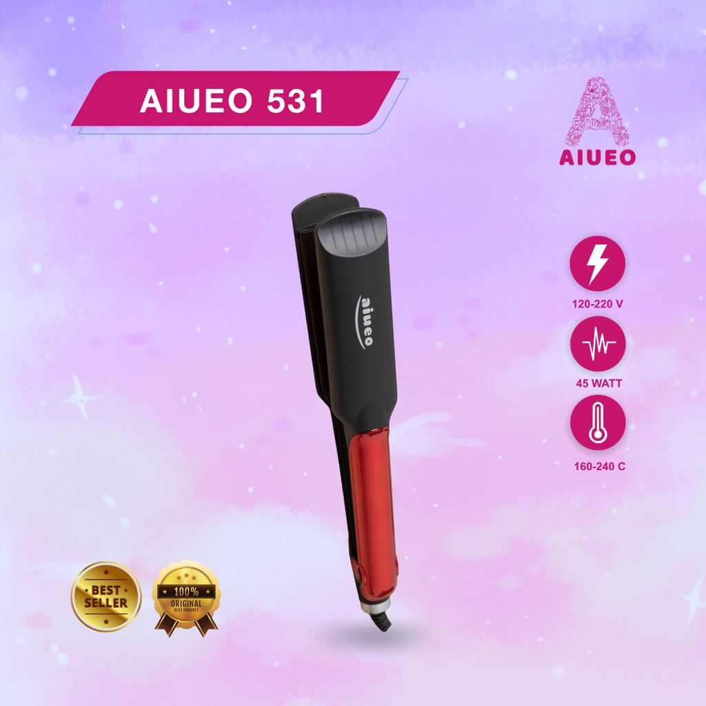 [GARANSI 18 BLN] - AIUEO Catokan Curly and Hair Straightener Alat Catok Meluruskan dan Keriting Rambut 531 Temperatur Suhu Ionik Low Watt Catok Professional Hair Straightener