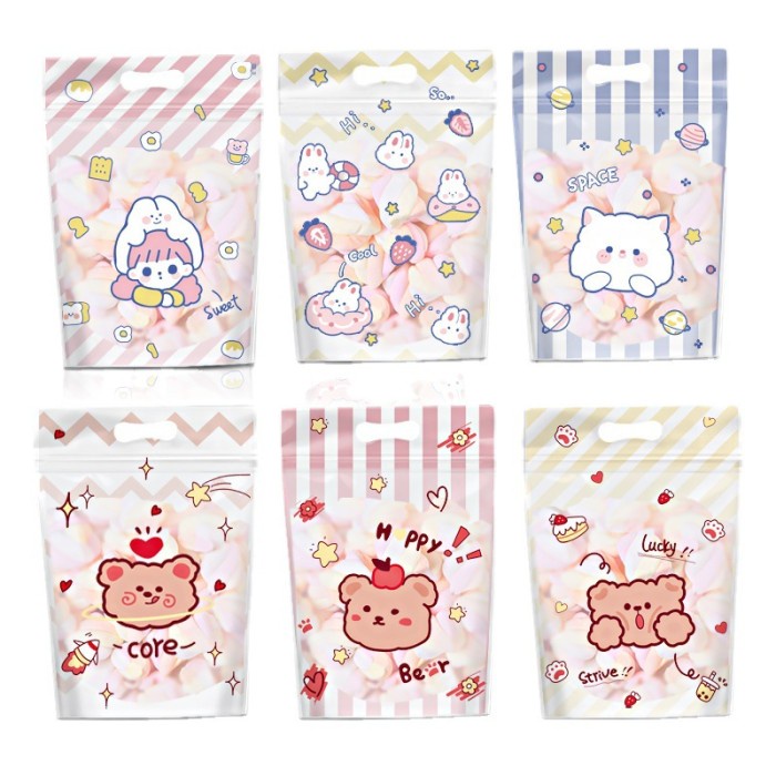 cute plastic ziplock 15.5x22.5+3.5cm / kantong bungkus permen cookies