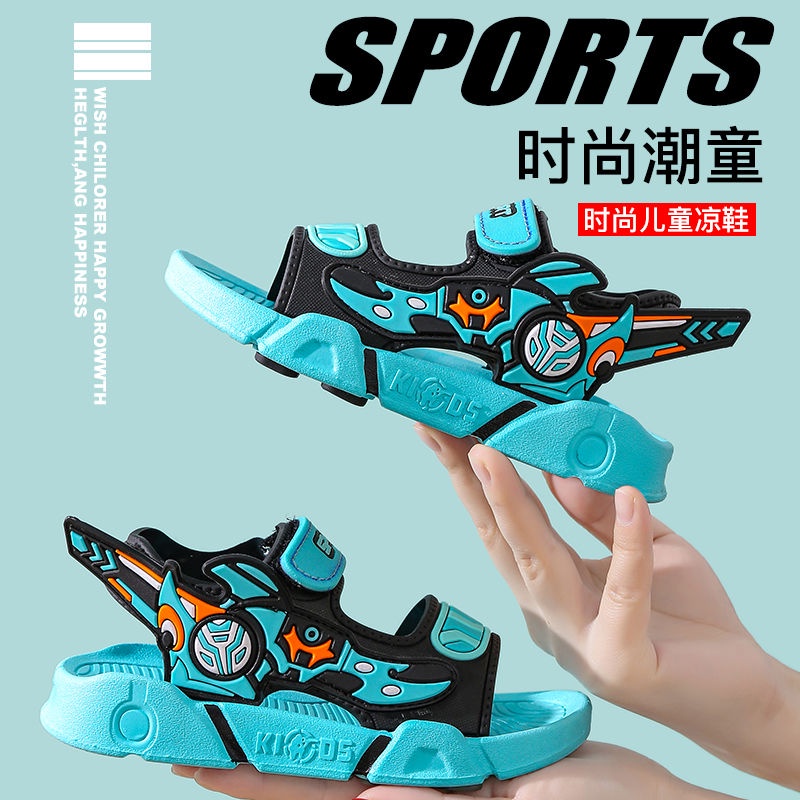 LittleAaron SYBER SPORTS Sandal gunung Sepatu Sandal Anak Laki Laki Tali Yang Bisa Dilepas Bahan PU Model Lucu 2-8 Tahun Import