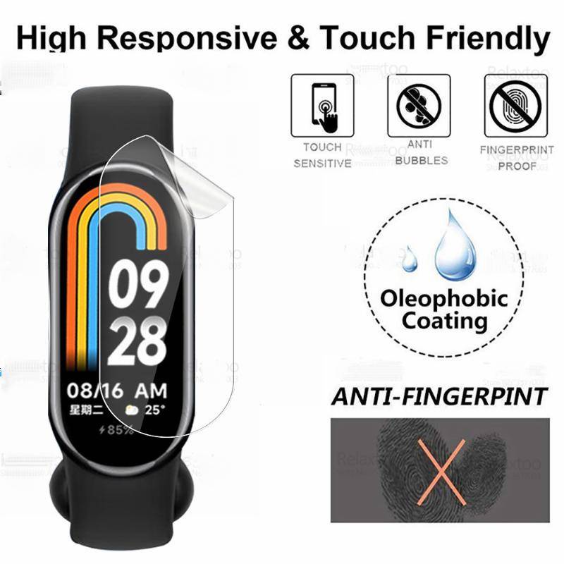 999d Curved Soft Hydrogel Film Untuk Xiaomi Smart Band8 Pelindung Layar Anti blue light Untuk Mi Smart Band8 Gelang Film Bukan Kaca