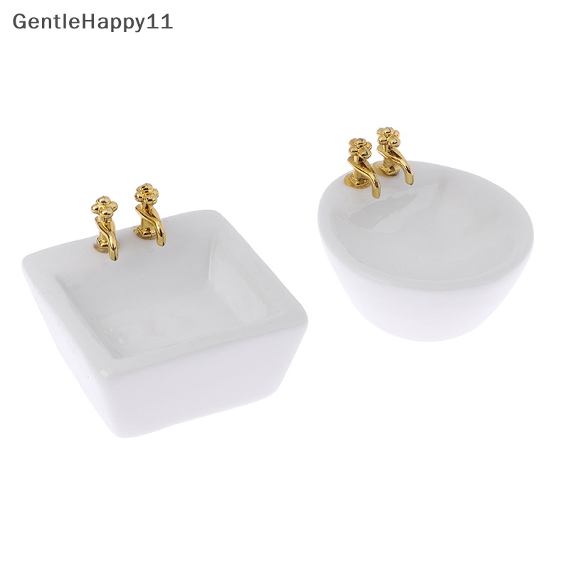 Gentlehappy 1: 12rumah Boneka Miniatur Keramik Wastafel Kamar Mandi Model Furniture Decor id