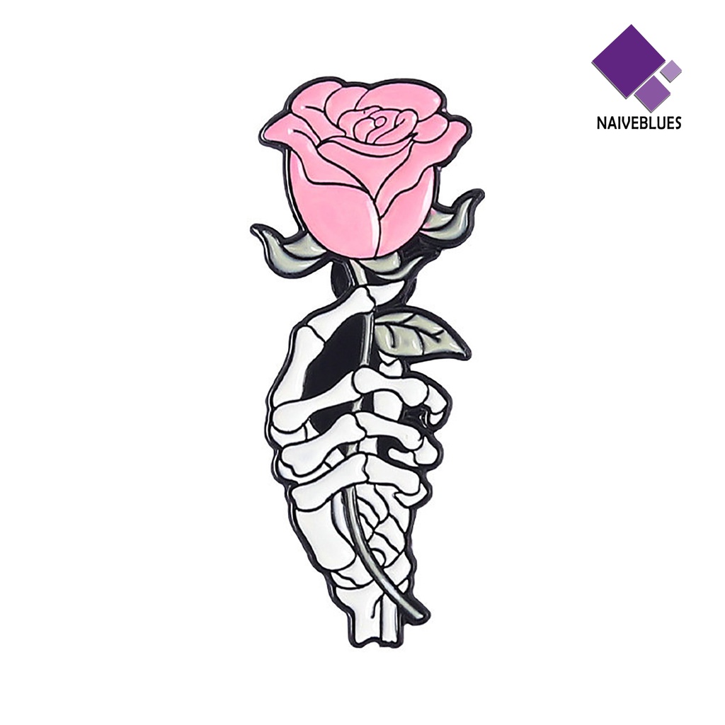 &lt; Naiveblues &gt; Kartun Bros DIY Enamel Kepribadian Multi-Gaya Paduan Solid Kerangka Mawar Lapel Fashion Perhiasan