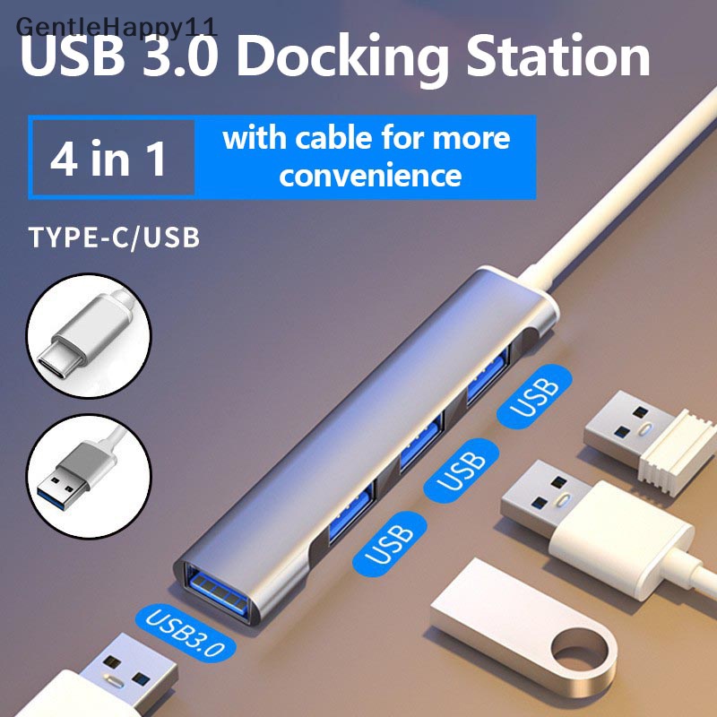 Gentlehappy USB C HUB 3.0 Tipe C 3.1 4port Multi Splitter Adapter OTG Untuk PC Komputer id