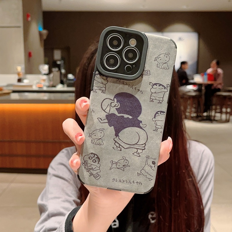 IPHONE Casing Pelindung Bahan Kulit Untuk Iphone14 13 12 11 Pro MAX X XR XS Max7 8 Plus Kartun Lucu Crayon Xiaoxin anti-drop soft case