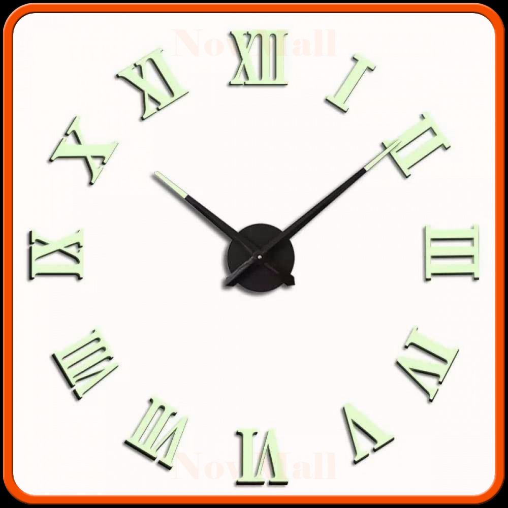 Jam Dinding Besar DIY Giant Clock Glow in The Dark 80-130cm -JD086