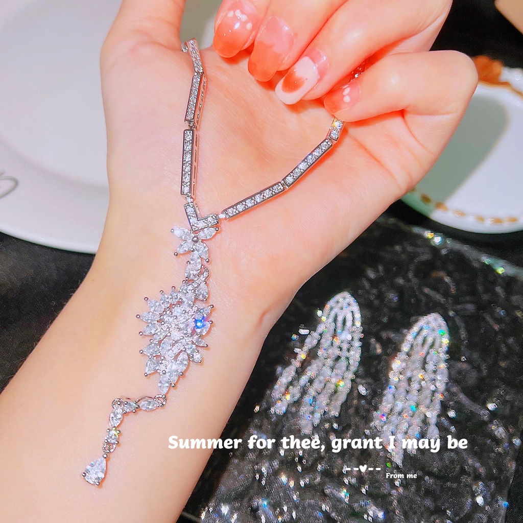 Goldkingdom Aksesoris Perhiasan Fashion Ready Stock Anting Rumbai Kalung Berlian Pintar Industri Berat Full Berlian Gesper Gelang.