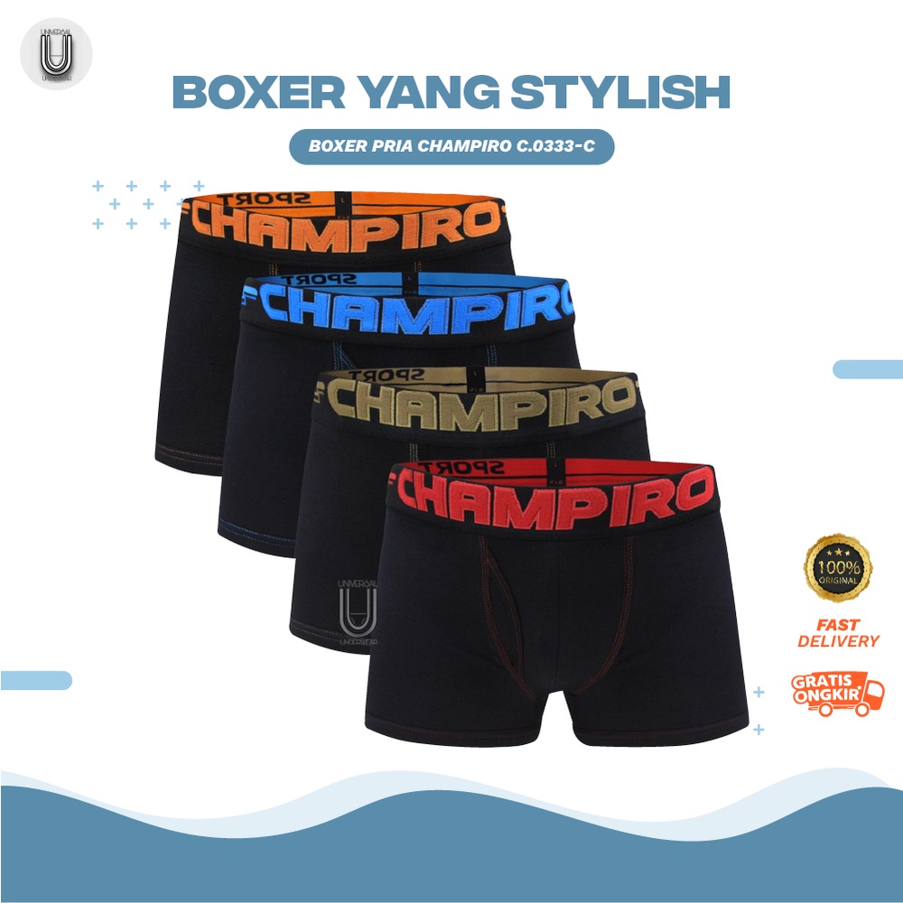 3PCS Boxer Pria Champiro C.0333-C TOKO KEANULOVA