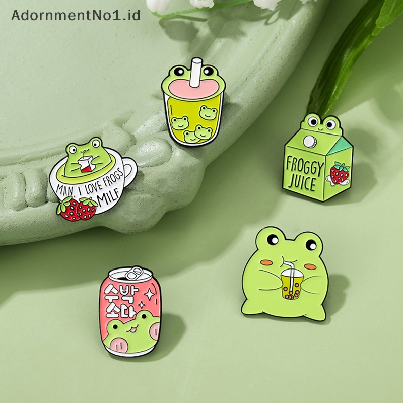 [AdornmentNo1] Froggy Enamel Pin Custom Lucu Kodok Mug Kopi Susu Jus Dapat Bros Kerah Lencana Hewan Perhiasan Hadiah Untuk Teman Anak [ID]