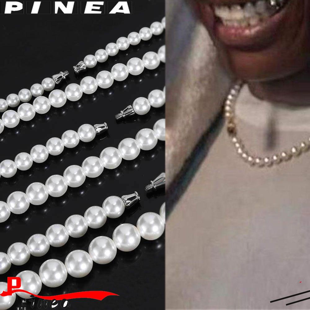 Kalung Mutiara Nanas Baru Trendi Untuk Wanita Pria Hip Hop Kalung Manik Putih