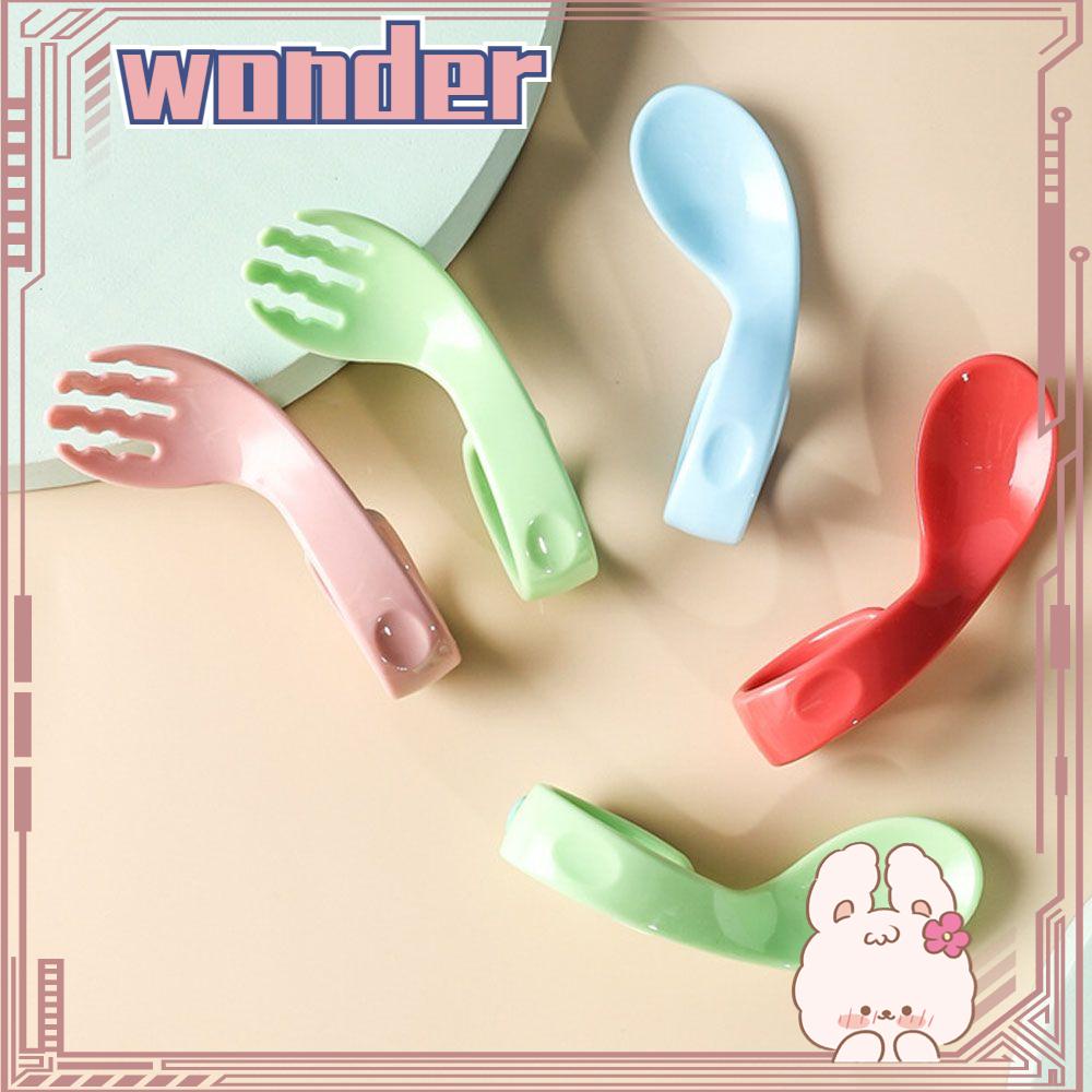 Wonder Twist Fork Spoon Suit Curved Antislip Utensils Set Peralatan Makan Portable Bayi