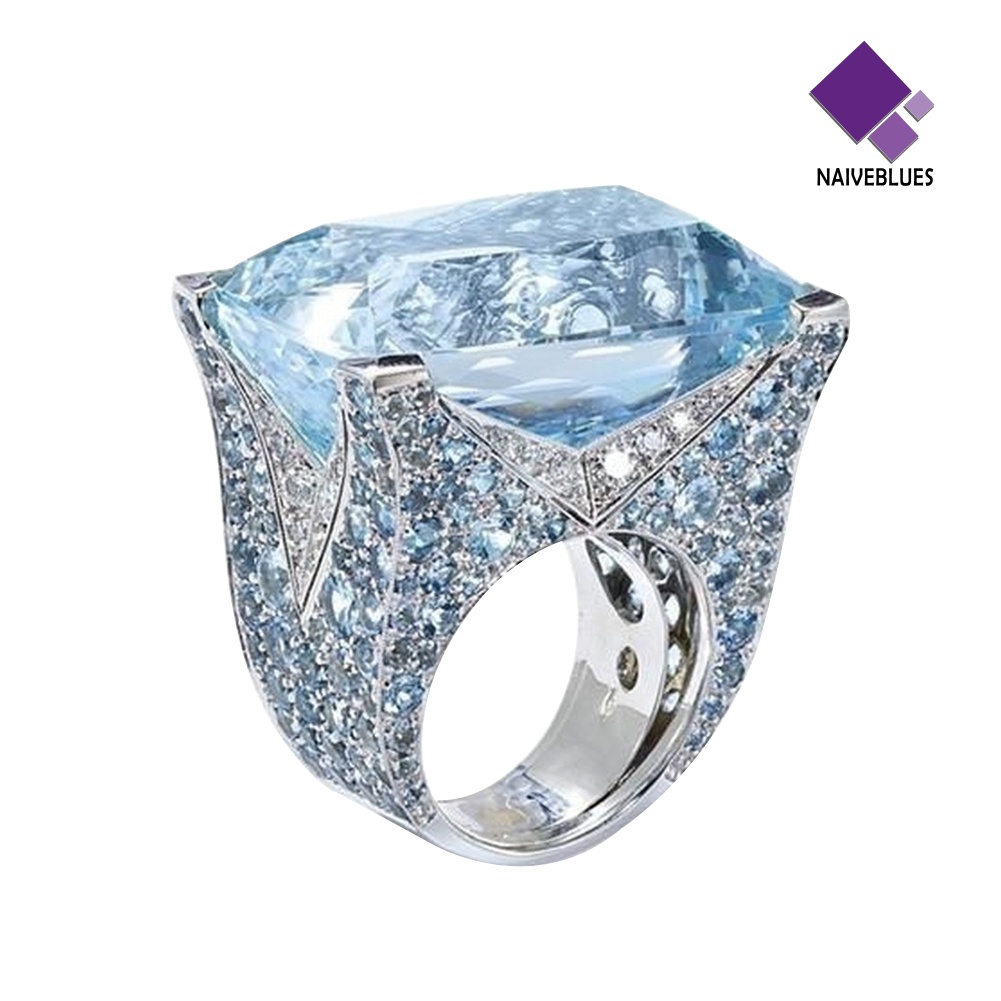 &lt; Naiveblues &gt; Sparkling Women Cubic Zirconia Cincin Pengantin Pernikahan Pertunangan Pesta Hadiah