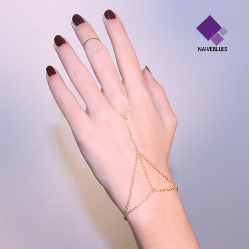 &lt; Naiveblues &gt; Fashion Wanita Budak Rantai Link Jari Cincin Tangan Harness Perhiasan