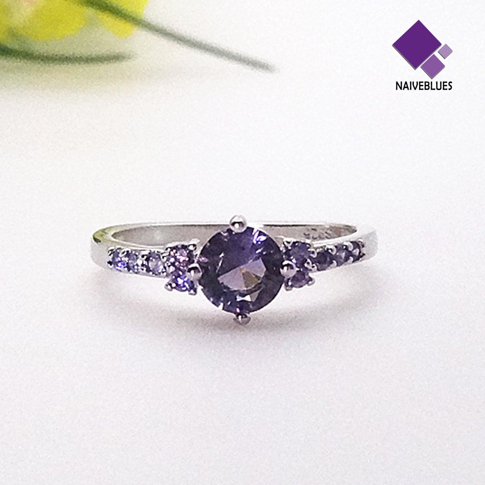 &lt; Naiveblues &gt; Mewah Wanita Faux Amethyst Bertatahkan Jari Cincin Pernikahan Pertunangan Hadiah