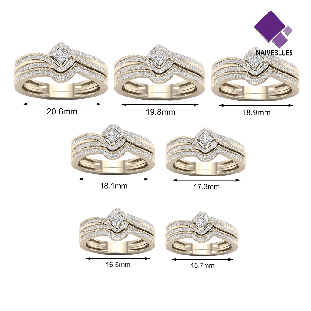 &lt; Naiveblues &gt; Wanita Cincin Faux Kristal Inlay Geometris Logam Cincin Elegan Mengkilap Lingering Zirconia Ring Jewelry