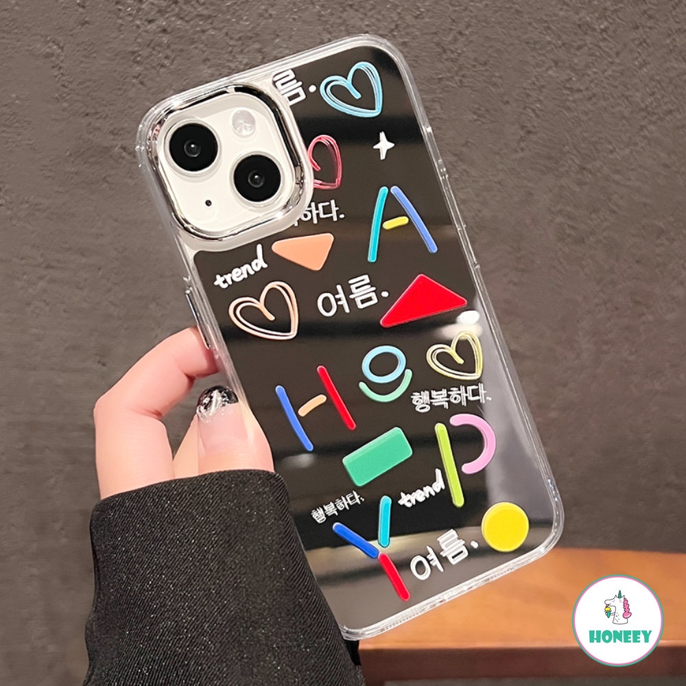 IPHONE Korea INS Imut Graffiti Phone Case Kompatibel Untuk Iphone14 11 12 13 Pro Max Kreatif Cinta Hati Make Up Cermin Penutup Belakang