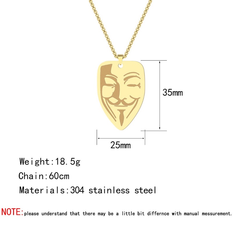 Zh Perhiasan Hip Hop Stainless Steel Masker Liontin Pria Dan Wanita Kalung Punk Perhiasan Aksesoris