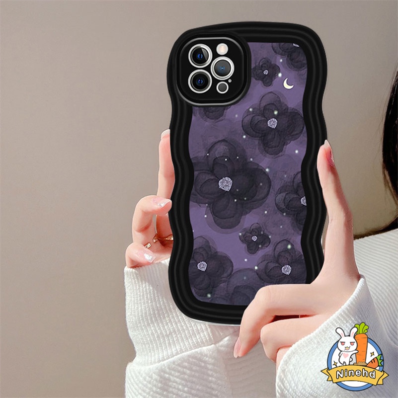 Oppo A17 A17K A77 A77s A57 A16 A16K A15 A15s A3s A5s A7 A78 A76 A96 A74 A54 A93 A94 A95 A92 A52 A53 A5 A9 F11 F9 Reno 6 5 Pro 8T 8Z 7Z 6Z Fashion Retro Bunga Bergelombang Casing Hp Edge