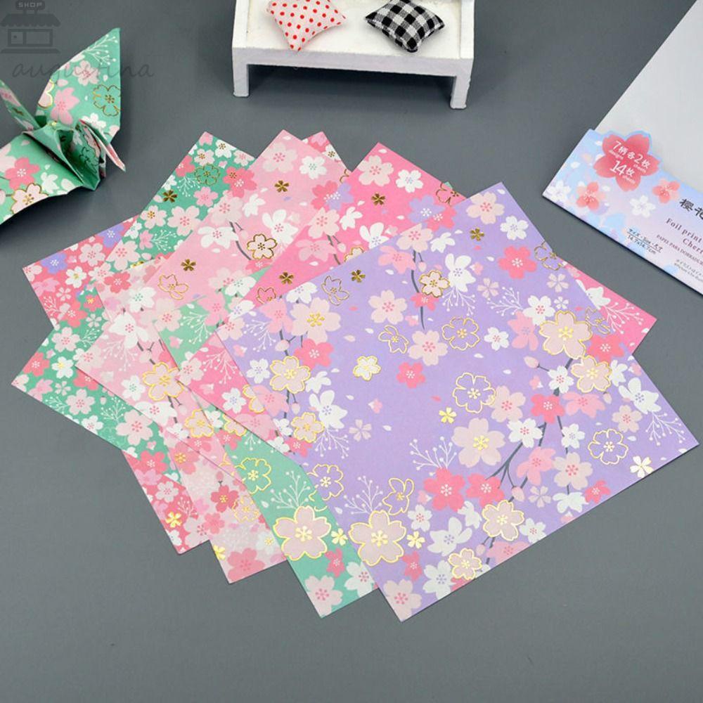 Agustina Origami paper Pink Square Cherry Blossom Scrapbook Kertas-Potong Motif Sakura Craft paper
