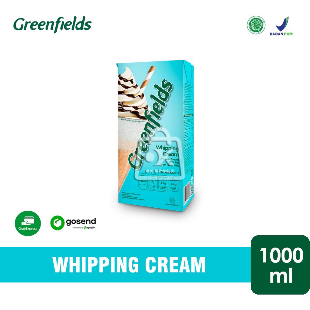 

Greenfields Whipping Cream / Whip Cream 1000 ml (KHUSUS INSTANT)