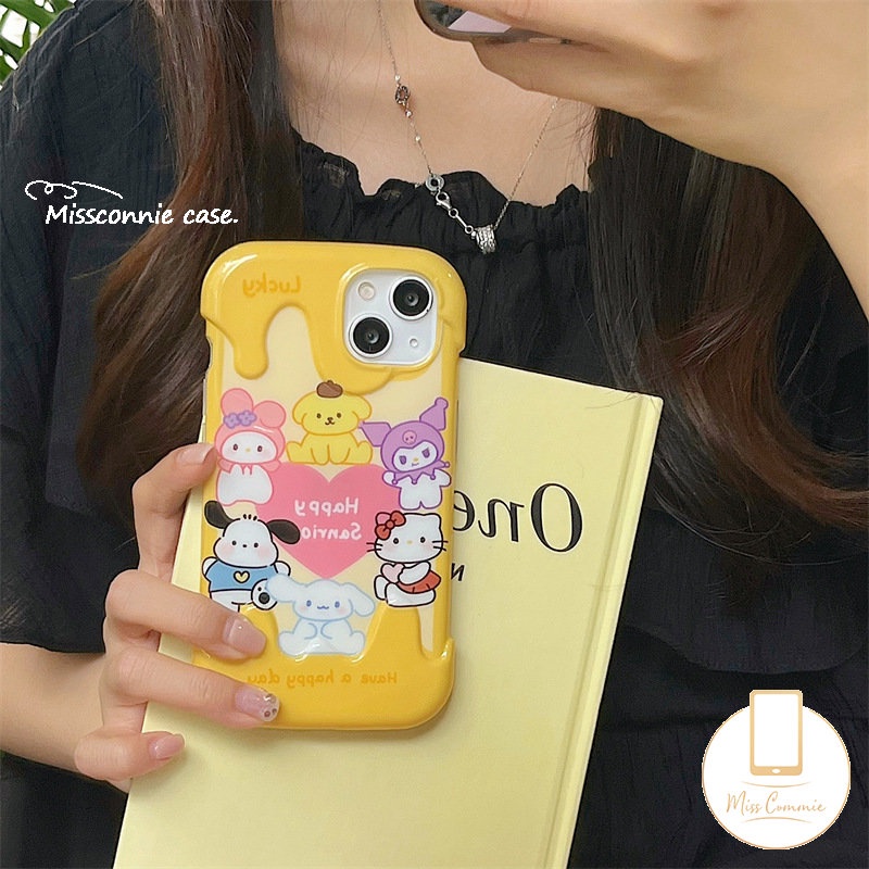 IPHONE Ins Ice Cream Phone Case Kompatibel Untuk Iphone11 12 13 14 Pro Max XR 7Plus X7 8 Plus XS Max SE 2020 Kartun Crayon Shin-chan Shockproof Soft TPU Cover