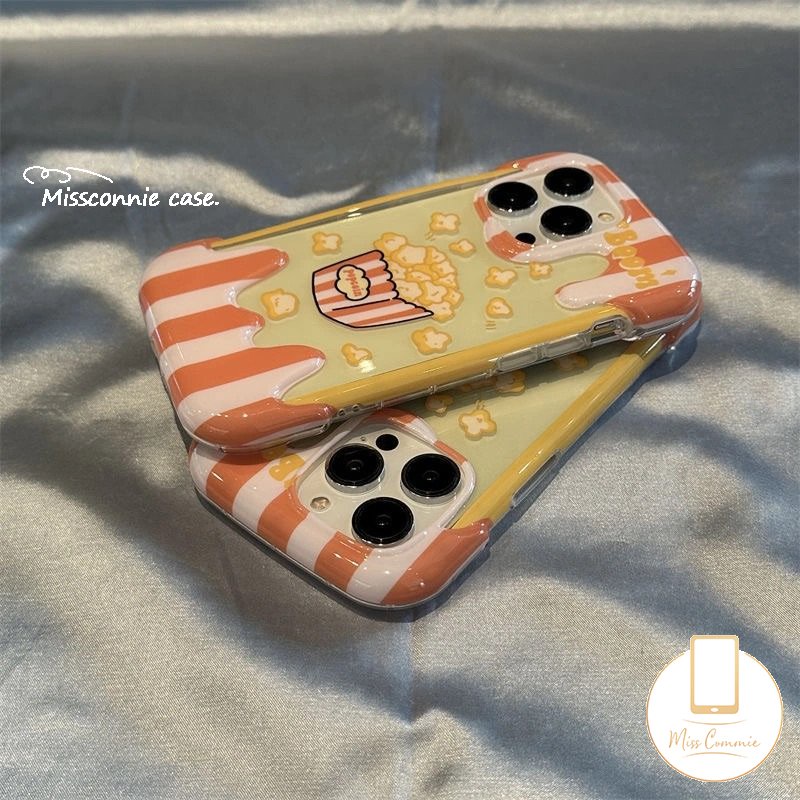 Casing Ponsel Popcorn Lucu Kompatibel Untuk IPhone XR 7Plus 11 14 12 13 Pro Max X 7 8 Plus XS Max SE 2020 INS Ice Cream Shockproof Lembut Tpu Back Cover