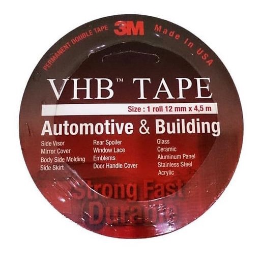 DOUBLE TAPE 3M VHB ORIGINAL 12 MM x 4.5 M perekat lem bolak balik