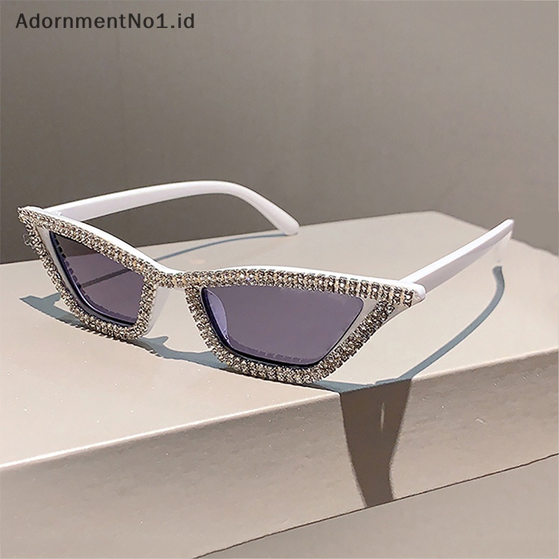 [AdornmentNo1] Fashion Vintage Zirkon Kacamata Hitam Cat Eye Segitiga Frame Sunglasses Eyewear [ID]