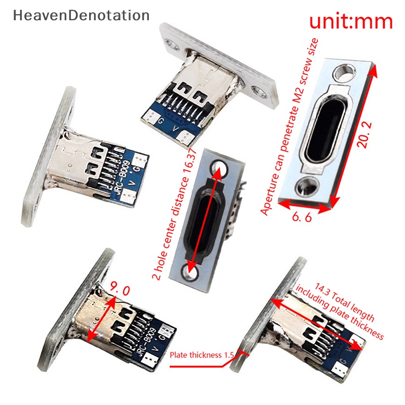 [HeavenDenotation] Usb Jack Type-C 2Pin 2P 4P Waterproof Strip Line Of Solder Joint Female Connector Jack Charging Port USB Tipe C Socket Connector HDV