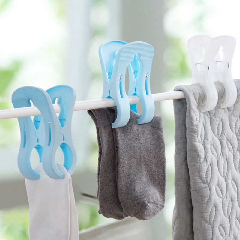 Anti-slip Bedsheet Sock Fixing Clamp Elastis Kantong Makanan Sealing Clip Pakaian Rumah Tangga Gantungan Pengering Pasak Besar Dua Gigi Jepitan Plastik