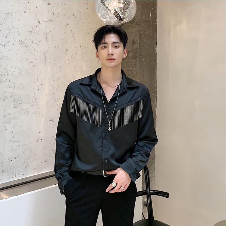 Satin designer tassel shirt for men
