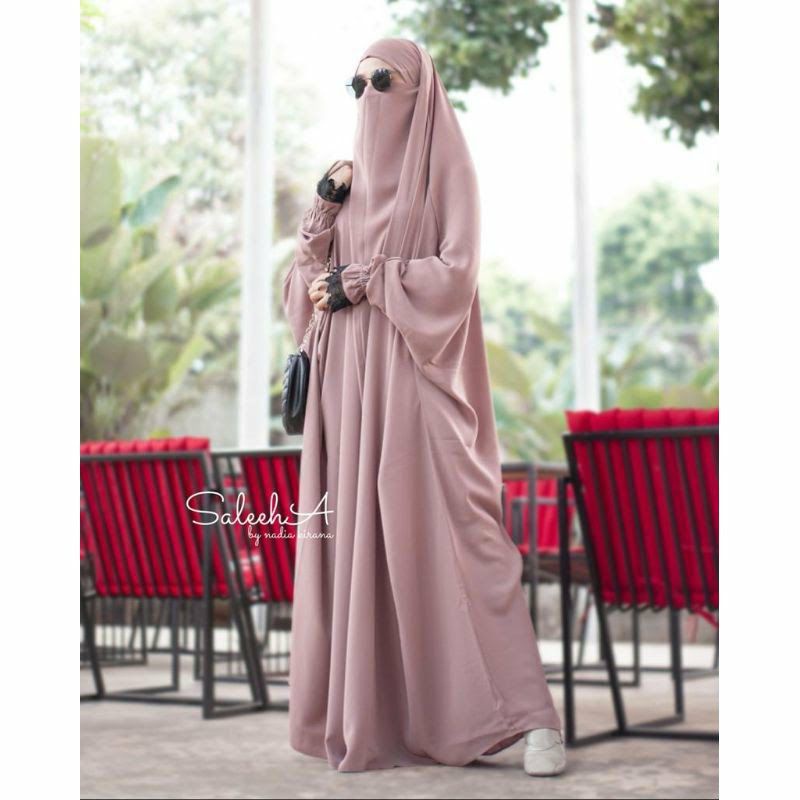 hijab long french khimar tangan renda jilbab jumbo jasmine premium-hijababaya -MF170