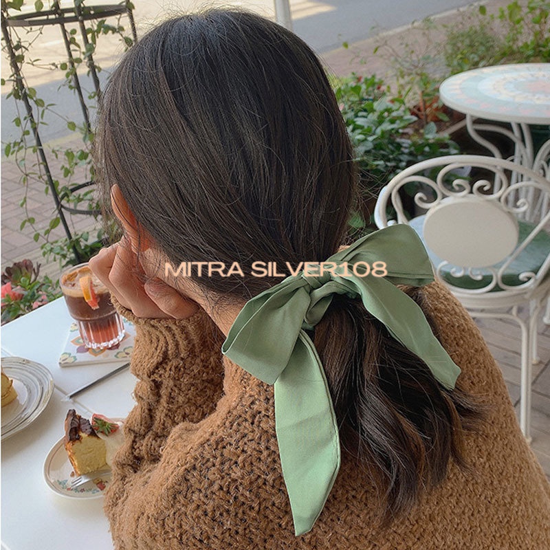 [MS108] KCR 07 - Ikat Rambut Model Scraf Warna Polos Gaya Korea Elegan | Aksesoris Fashion Wanita | Aksesoris Rambut Viral Model Terbaru | Kunciran Pita Impor Murah |IKAT Rambut Pita Satin Warna Polos Fashion Wanita Import / Ikat Rambut Satin