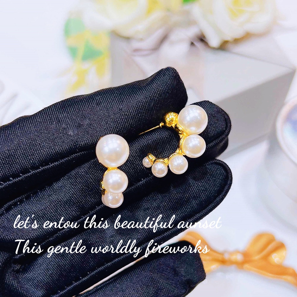 Goldkingdom Aksesoris Perhiasan Fashion Ready Stock Xiaoxiangfeng Mutiara Cahaya Mewah Super Abadi Anting Jarum Perak Perempuan