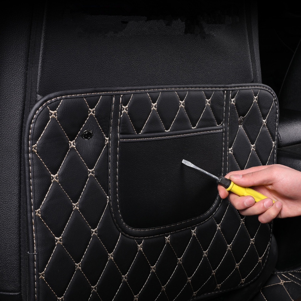 Tikar anti Tendangan Mobil Kulit PU auto seat back protector cover car rear seat organizer Dengan Kantong Penyimpanan Aksesoris interior