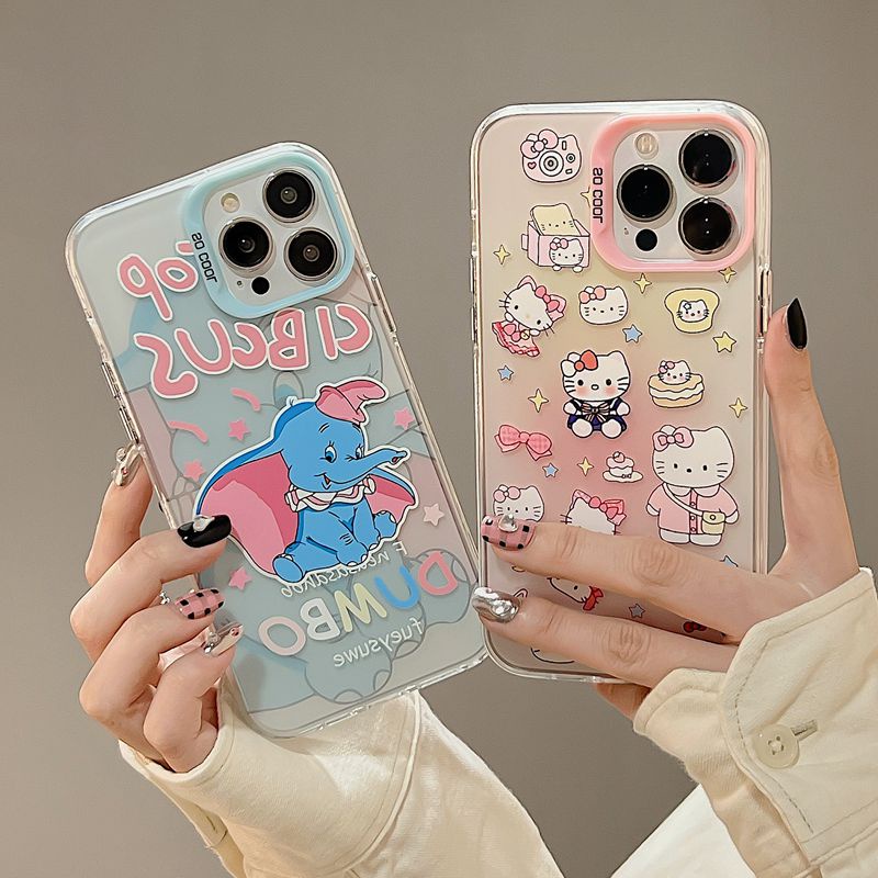 Lovey Dumbo Hello Kitty Skin Feel Soft Case HP iP iPhone 12 13 14 Pro Max 11 So Cool FTD Casing Apple