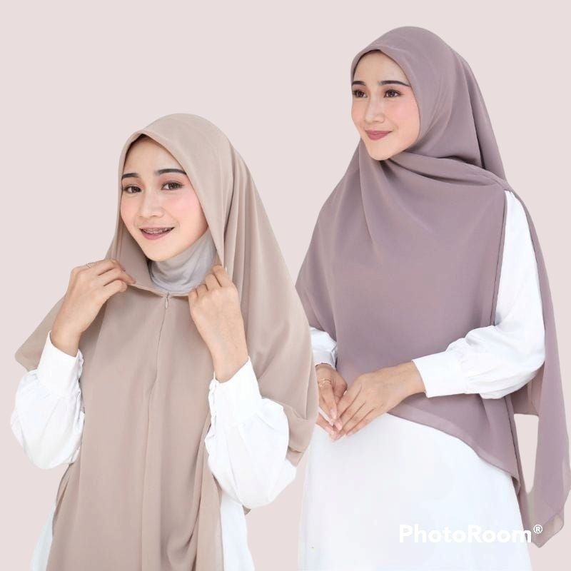 hijab Zipper resleting polos syar'i jumbo 130x130 grosir