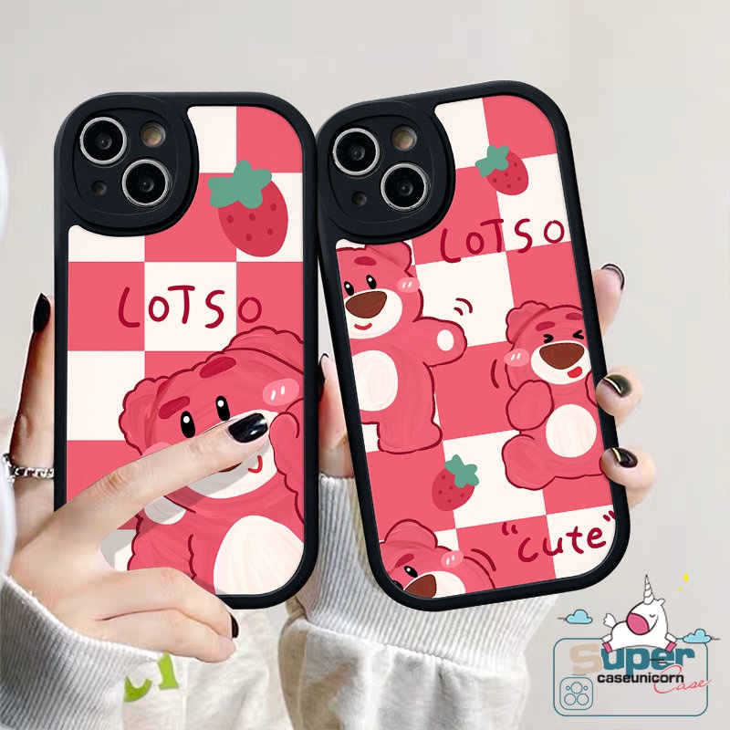 Kartun Fashion Indah Manyo Ponsel Case Untuk Infinix Note 8 Hot 11 Play 10 Play 9 Play Smart 6 5 Hot 10s 10T 11s 10Lite Lembut Tpu Lucu Strawberry Bear Kisi Penutup Belakang