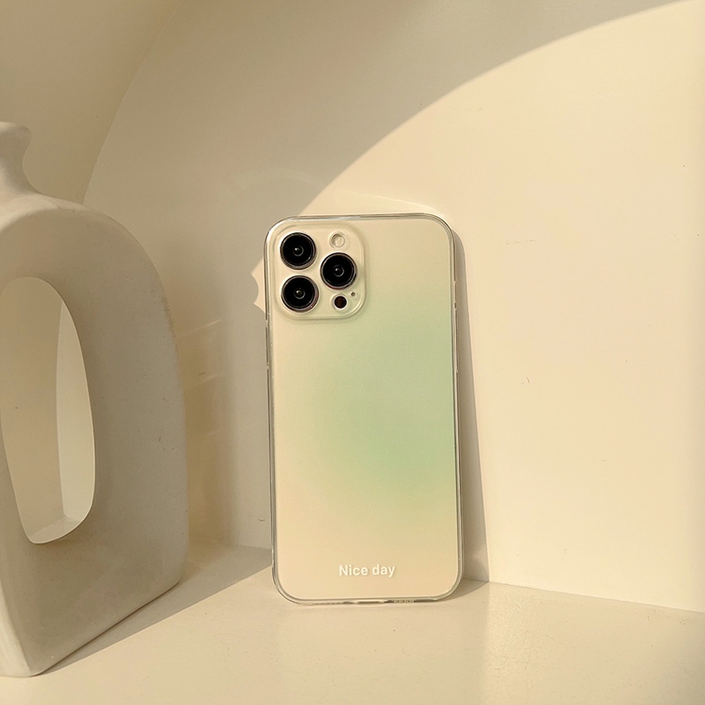 Korea Case Silikon Gradasi Pink Hijau Biru Untuk Iphone 14PRO MAX Casing Cover Pelindung AT0289