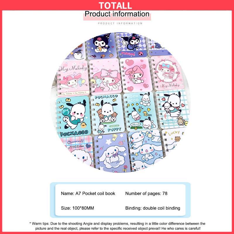 COD A7 Cute Mini Coil Notebook Kartun Kuromi Girly Notepad Portable Portable Small Diary-Totall