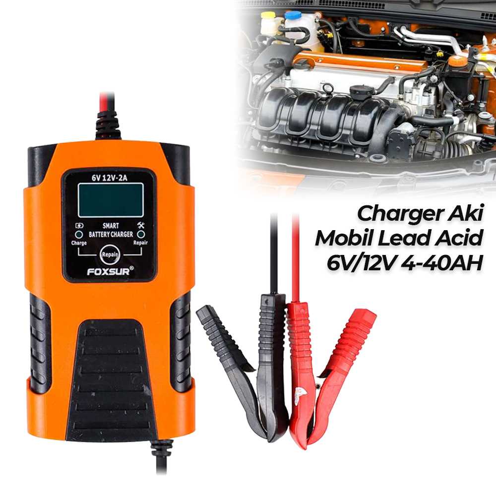 FOXSUR Charger Aki Mobil Lead Acid Smart Battery Charger 6V/12V 4-40Ah - FBC06 Original 99 Engine