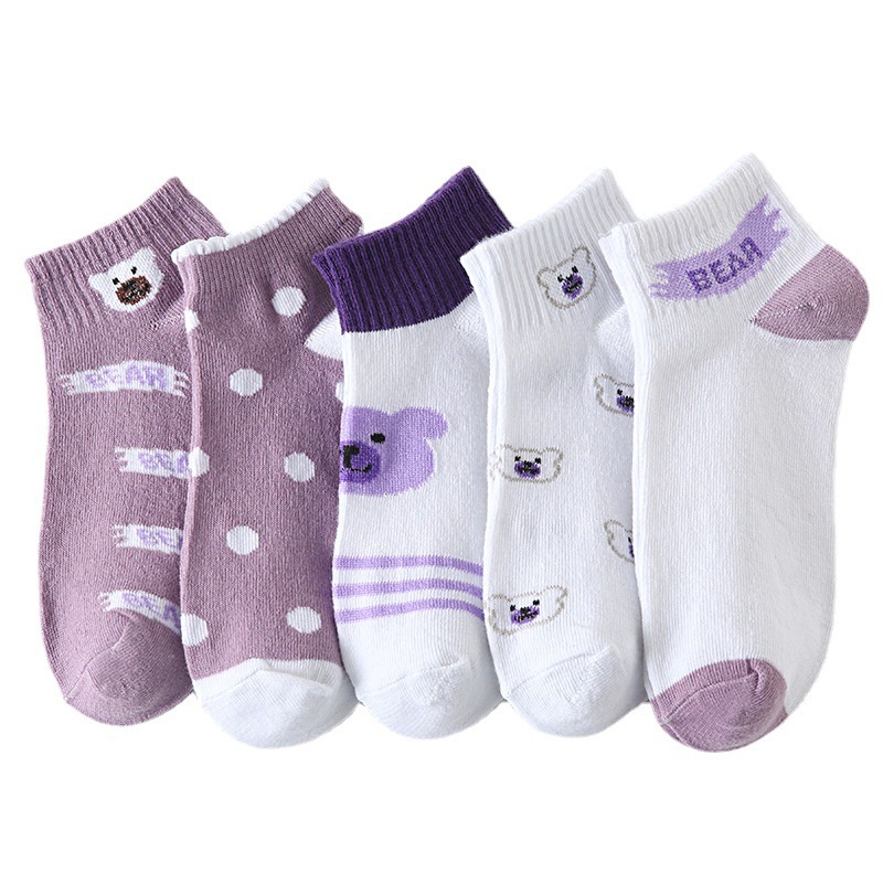 TIKTOK - D2030 Kaos Kaki Pendek Purple Bear / Kaos Kaki Pria Wanita Motif Beruang Ungu K5701 / Kaos Kaki Wanita Motif Beruang Ungu