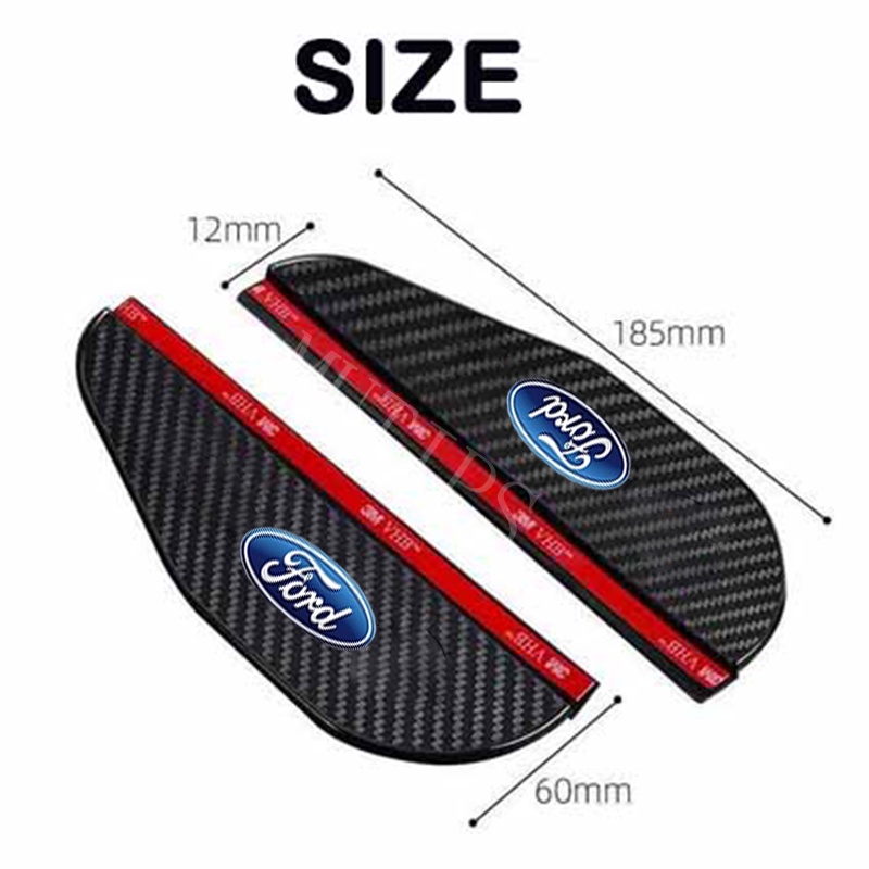 Ford 2Pcs Kaca Spion Mobil Serat Karbon Visor Hujan Pelindung Alis Cover Stiker Untuk Ecosport Focus Everest Fiesta Ranger Mustang Escape