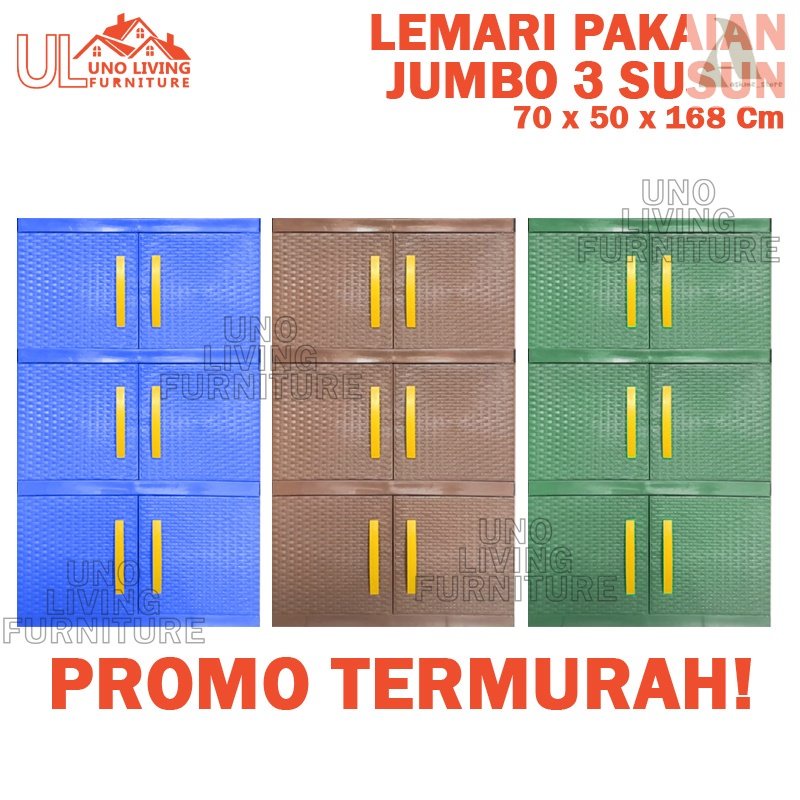 ASKMESTORE JUMBO LEMARI PAKAIAN PLASTIK 3 SUSUN LEMARI PLASTIK MY TOP LEMARI PINTU JUMBO LEMARI LEMA